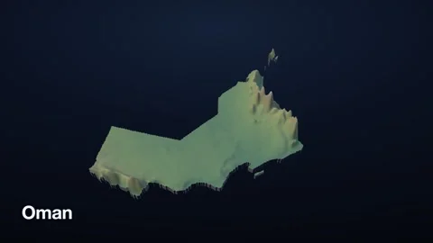 Oman 3D elevation relief map Stock Footage 340608598