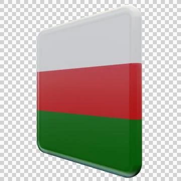 Oman 3d illustration flag on pole. Wood flagpole Stock Illustration