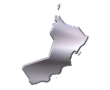 Oman 3D Silver Map Stock Illustration