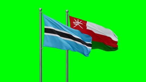 Oman and Botswana two flags Stock Footage 294249516