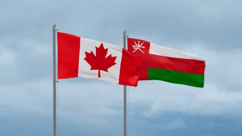 Oman and Canada flag Stock Footage 252025107