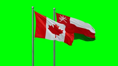 Oman and Canada two flags Stock-Footage 289636177