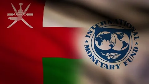 Oman and IMF waving flag Stock Footage 245355604