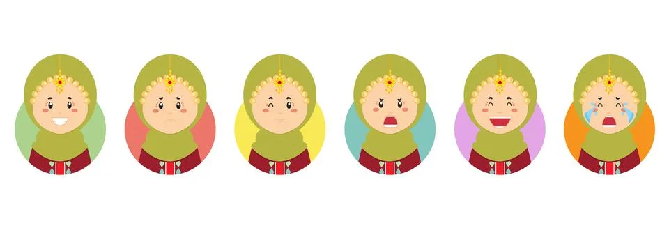 Oman Avatar with Various Expression Stock Illustration