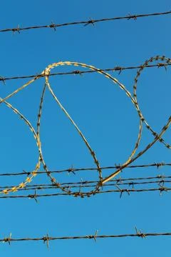 In oman barbwire   cloudy sky Stock Photos