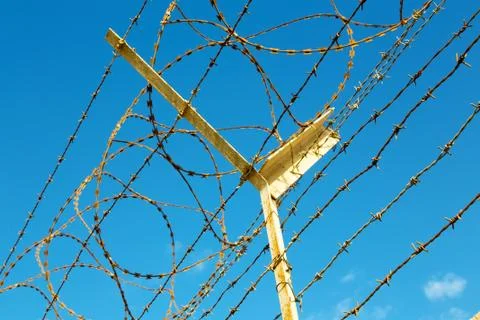 In oman barbwire in  sky Stock Photos