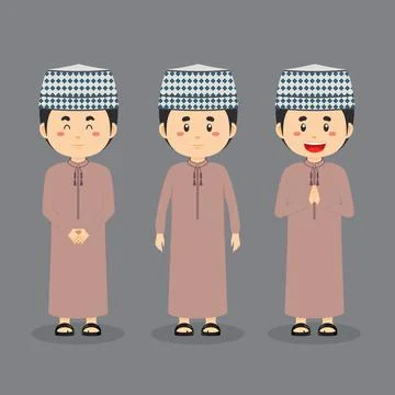 Oman Character with Various Expression Stock Illustration