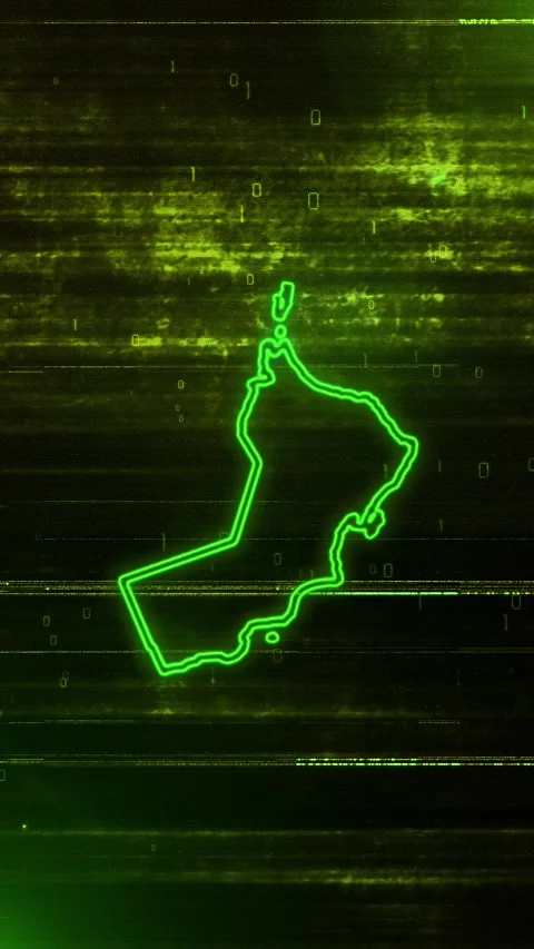 Oman Digital Futuristic Glitch Map 스톡 동영상 334593739