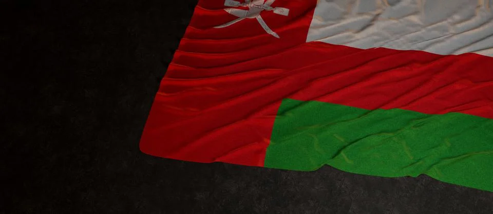 Oman Flag banner background with copyspace 3D render Ilustração Stock