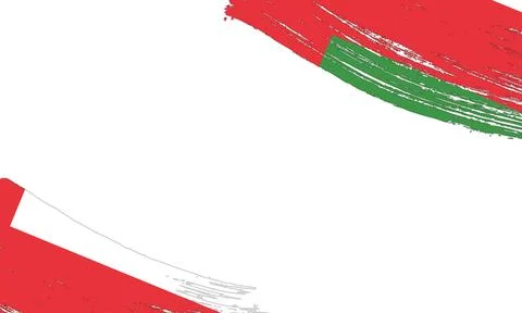 Oman Flag with Brush Stroke Effect, Grunge brush stroke. Watercolor paintin.. Stock Illustration