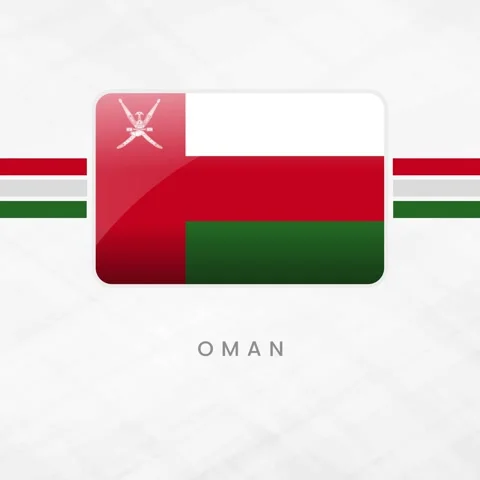 Oman Flag Button 3D Glossy Icon Sultanate National Colors and Khanjar Dagger Stock Footage 332062807
