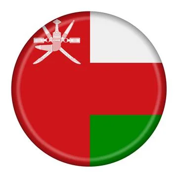 Oman flag button with clipping path Stock Illustration