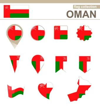 Oman Flag Collection Stock Illustration