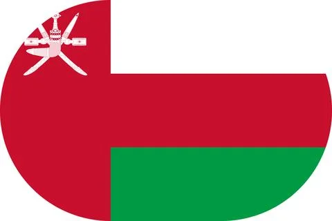 Oman flag in flat oval design Stock Illustration