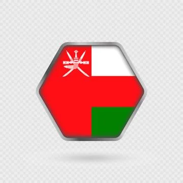 Oman flag in a hexagon frame. Stock Illustration