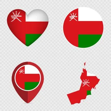Oman Flag Icons Pack. Vector illustration. Stock Illustration