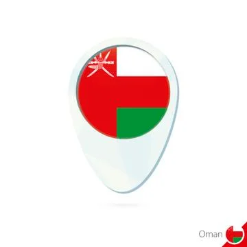 Oman flag location map pin icon on white background. Stock Illustration