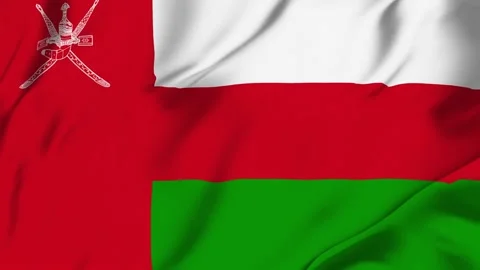 Oman flag loop animation with fabric texture, seamless waving background Stock Footage 342673277