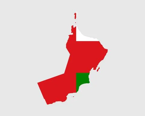 Oman Flag Map. Map of the Sultanate of Oman with the Omani country banner Stock Illustration
