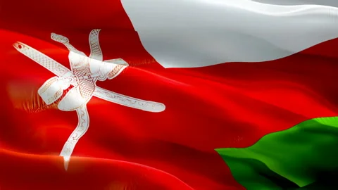 Oman flag Motion Loop video waving in wind. Realistic Omani Flag background. Stock Footage 166317698