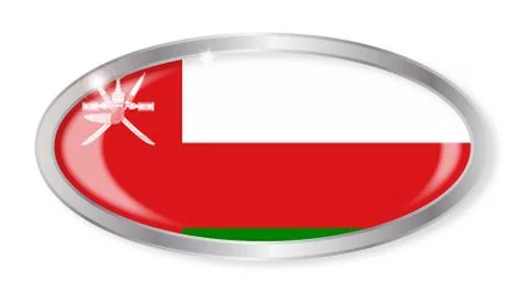 Oman Flag Oval Button Illustrazione stock