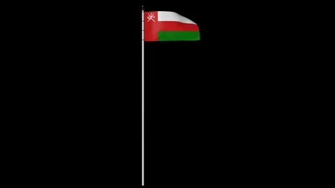 Oman Flag on Pole with Alpha Channel Video stock 87546282