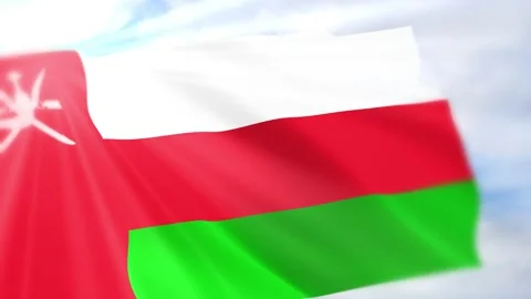 Oman Flag Seamless Loop 4k 60fps on Sky Background Stock Footage 340619332