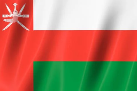 Oman flag of silk-3D panoramic  illustration Stock Illustration