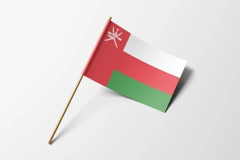 Oman flag of small paper, isolated on white background Stock Illustration