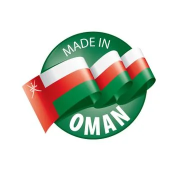 Oman flag, vector illustration on a white background Illustrazione stock