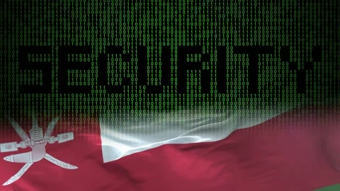 Oman flag - Waving flag on matrix binary code background Stock Footage 321422473