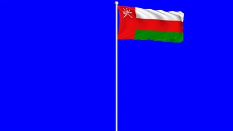 Oman Flag Waving Fluttering on Wind Loopable Green Blue Screen Matte Stock Footage 77574657