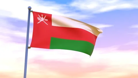 Oman Flag waving in the high wind Stock Footage 154873459