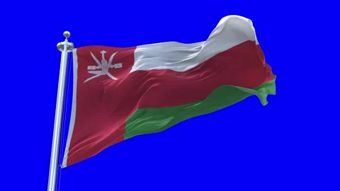Oman Flag Waving in Loopable and Textured green screen background Stock Footage 296876269