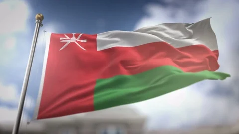 Oman Flag Waving Slow Motion 3D Rendering Blue Sky Background - Seamless Lo.. Stock Footage 75479987