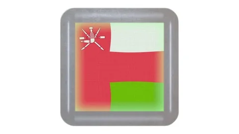 Oman flag waving in the wind. Icon in the frame. Animation loop Stock Footage 83724697