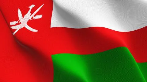 Oman flag waving on wind. Stock Illustration