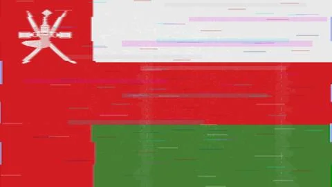 Oman Glitch Flag Vector - RGB Split Digital Video Frame Design Stock Illustration