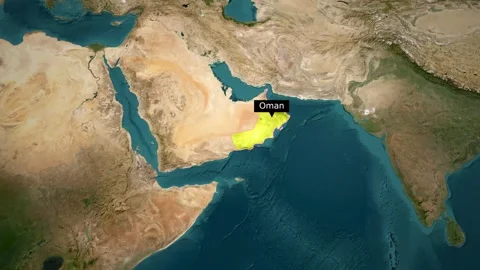 Oman Highlighted Satellite Map Zoom Animation Stock Footage 331763694