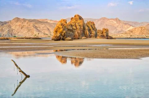 Oman landscape and reflection Fotos Stock