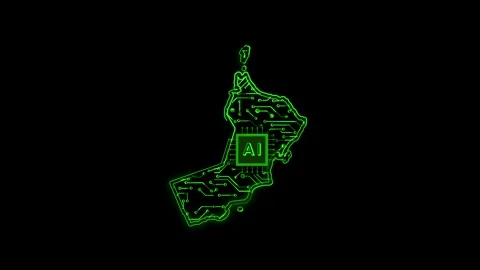 Oman Map AI Chipset Technology Opener Stock Footage 337082065