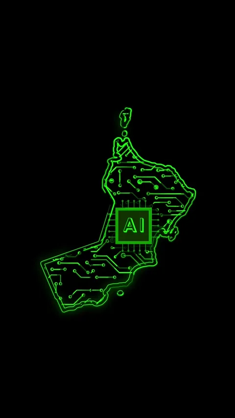 Oman Map AI Chipset Technology Opener Stock Footage 337172355