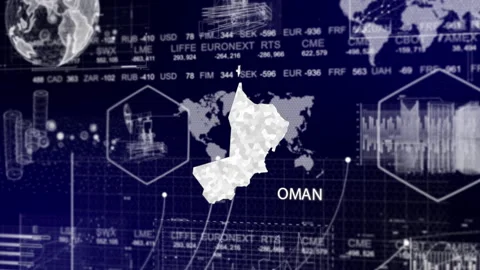 Oman Map Animation Loop | Growth, GDP, Oil Economy &amp; Development Insights Stock Footage 331573882