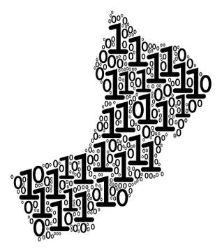 Oman Map Collage of Binary Digits Illustrazione stock