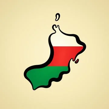 Oman - Map colored with flag Stock Illustration