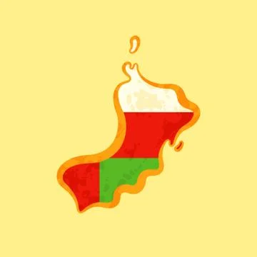 Oman - Map colored with Omani flag Stock Illustration