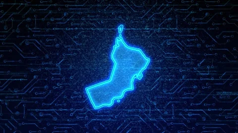 Oman Map Digital Technology Opener Stock Footage 335081845