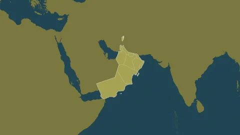 Oman map - extract. Regions. Pattern. Labels Stock Footage 322751937