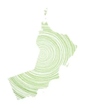 Oman map filled with concentric circles. Sketch style circles in shape of t.. イラスト素材