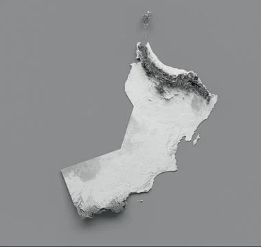 Oman Map Flag Shaded relief Color Height map on white background Ilustración de archivo